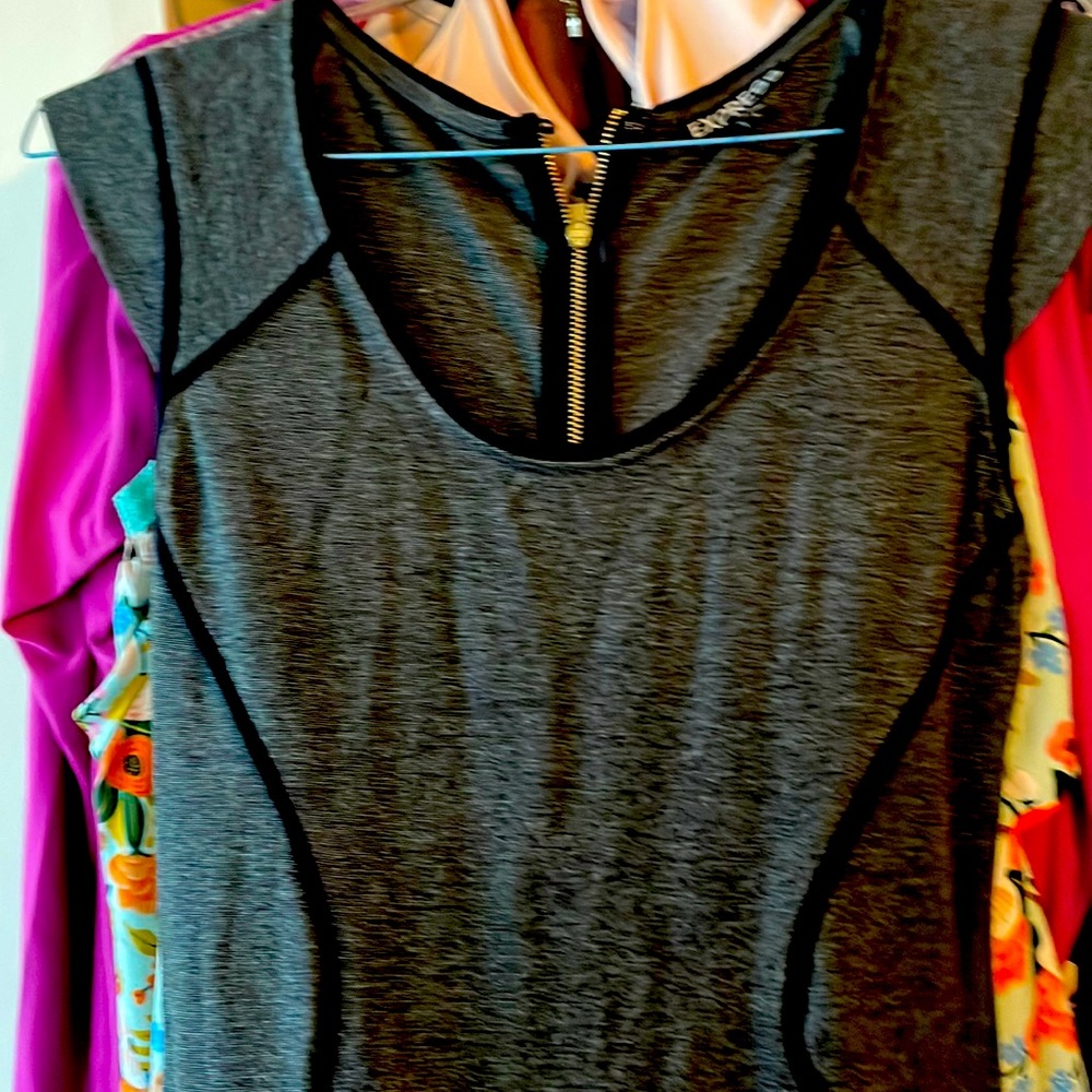 Tight fitting dress good for clubbing or dancing gray with black accents
